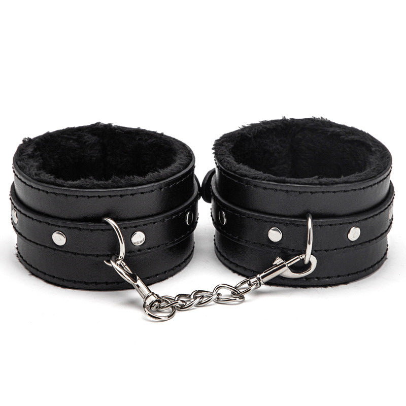 Sex Toys SM Props Back Binding Cross Buckle Plush 3-Piece Set SM Training Binding Handcuffs Footcuffs Adult