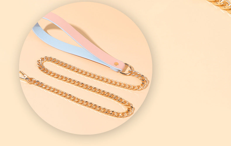 Sex Toys SM Props Macaron Genuine Leather Bondage Set Hand and Foot Cuffs Training Collar Mouth Gag Spanker Adult