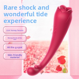Female Double Vibrator for Young Women Rose Flirting Masturbation Sex Toy Tongue Licking Vibrator