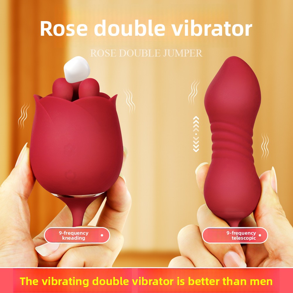 Kneading Double Vibrator Rose Series Adult Toy Telescopic Vibrator Masturbator for Women