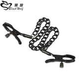 SM Props Female Slave Training Sex Tools Long Chain Nipple Clamps Double Peak Breast Clamps Adult Products Sex Toys