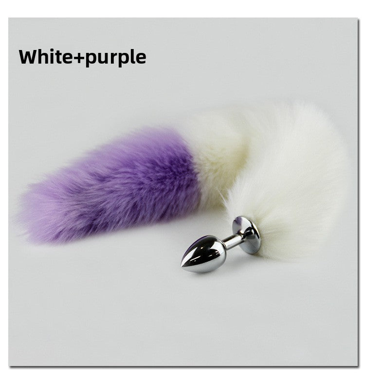 Color Block Fox Tail Anal Plug for Women Back Court Development Erotic Anal Plug SM Props Metal Anal Plug Adult Products
