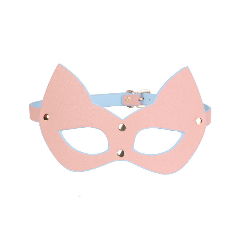 Sex Toys SM Props Macaron Genuine Leather Bondage Set Hand and Foot Cuffs Training Collar Mouth Gag Spanker Adult