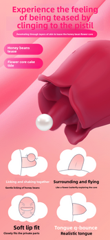 Female Double Vibrator for Young Women Rose Flirting Masturbation Sex Toy Tongue Licking Vibrator