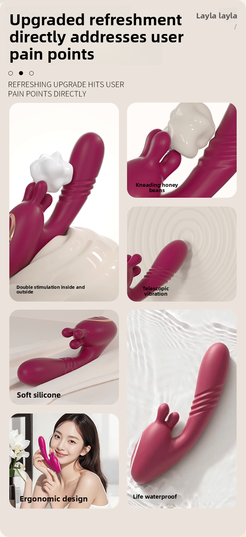 Kneading Vibrator Insertable Telescopic Female Masturbator Adult Toy Sex Product Vibrator for Women Strong Vibration