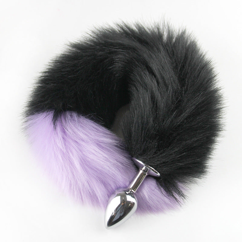 Color Block Fox Tail Anal Plug for Women Back Court Development Erotic Anal Plug SM Props Metal Anal Plug Adult Products