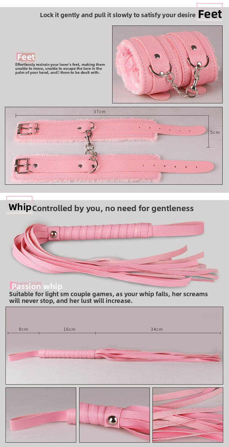 New Sexy Seven-Piece Set Plush Leather Binding Restraint Rope Sex Toys Alternative Couples Flirting Adult Use