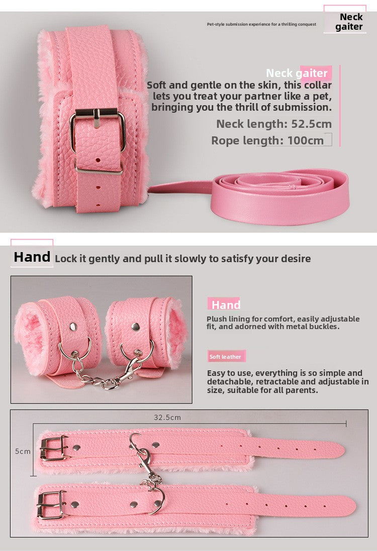 New Sexy Seven-Piece Set Plush Leather Binding Restraint Rope Sex Toys Alternative Couples Flirting Adult Use