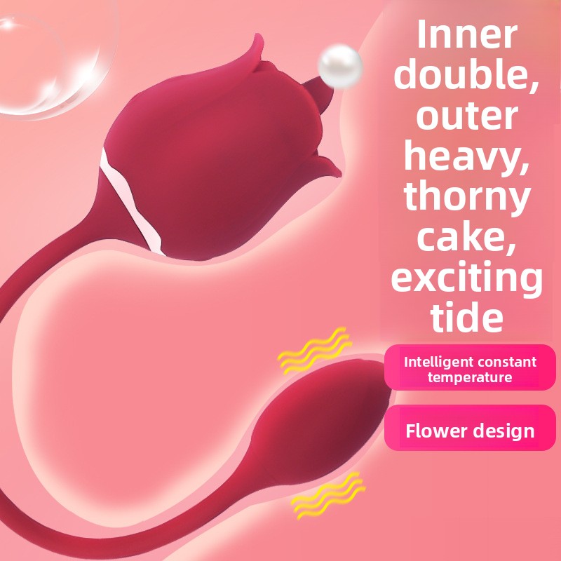 Female Double Vibrator for Young Women Rose Flirting Masturbation Sex Toy Tongue Licking Vibrator