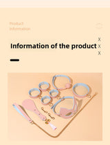 Sex Toys SM Props Macaron Genuine Leather Bondage Set Hand and Foot Cuffs Training Collar Mouth Gag Spanker Adult