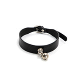 SM Props Black Leather Sexy Collar Female Training Leash Bell Collar