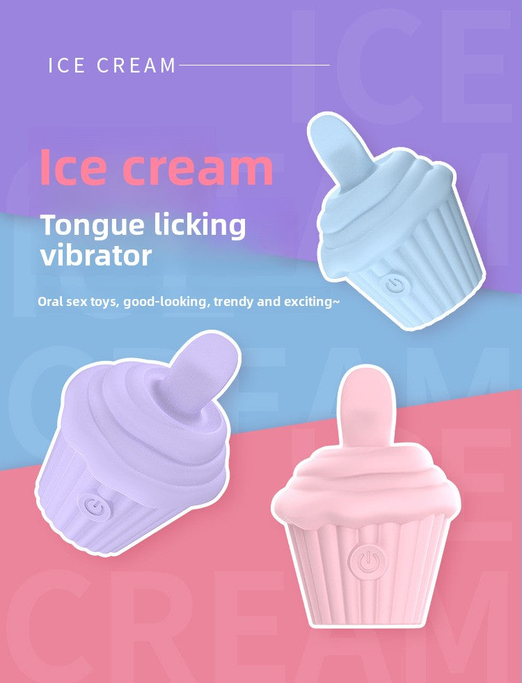 Ice Cream Multi-frequency Instant Tongue Licking Vibrator Female Masturbator Magnetic Charging Adult Sex Toy