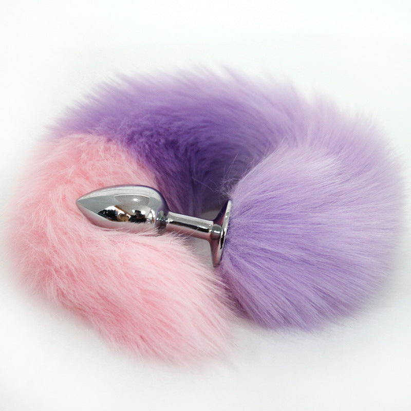 Color Block Fox Tail Anal Plug for Women Back Court Development Erotic Anal Plug SM Props Metal Anal Plug Adult Products