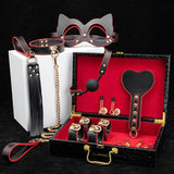 High-end SM Props Genuine Leather 8-Piece Set with Case Bondage Handcuffs Leash Collar Punishment Training Whip Adult Products