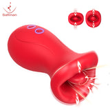 New female masturbator tongue licking and sucking breast clitoris vibrator adult sex toy