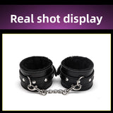 Sex Toys SM Props Back Binding Cross Buckle Plush 3-Piece Set SM Training Binding Handcuffs Footcuffs Adult