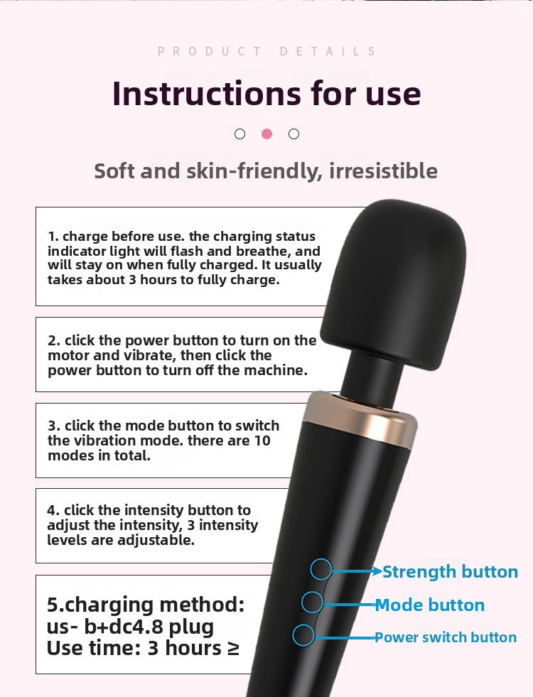Hot-selling Lightning Vibrator Female Masturbator Large AV Stick USB Charging