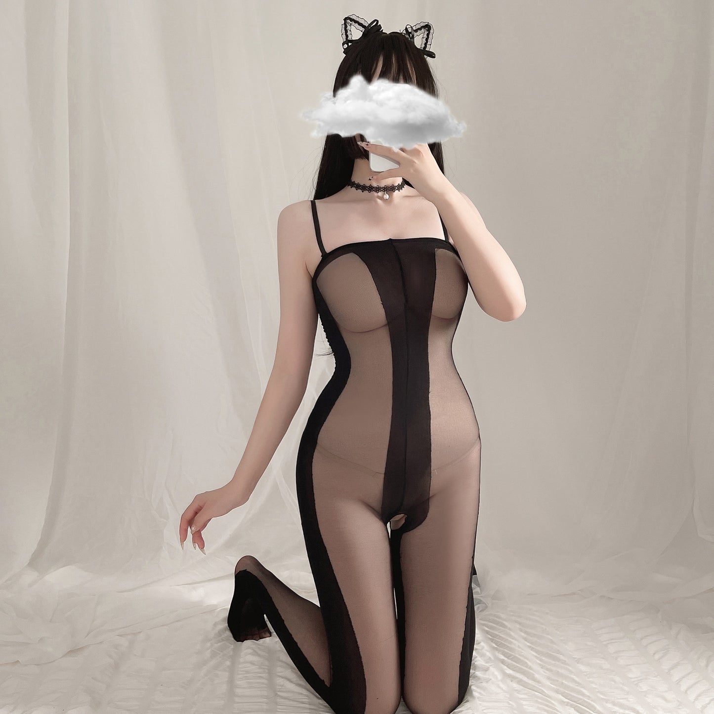 Sexy Lingerie Open Crotch Exposed Chest Passionate Set Transparent Temptation Sexy Stockings One-piece Fishnet Uniform