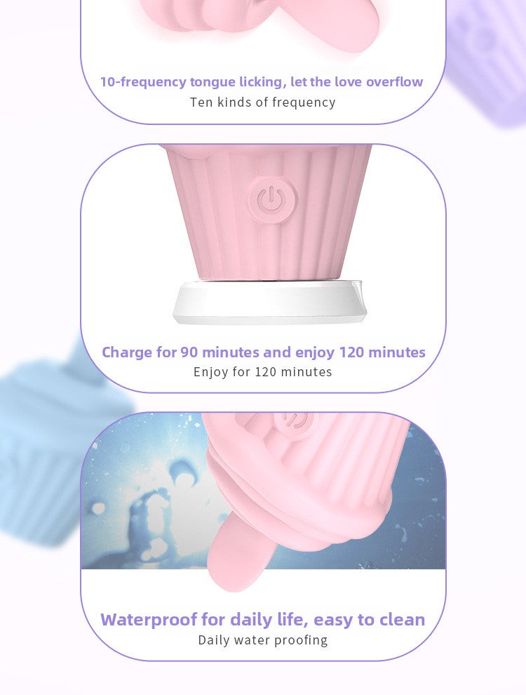Ice Cream Multi-frequency Instant Tongue Licking Vibrator Female Masturbator Magnetic Charging Adult Sex Toy