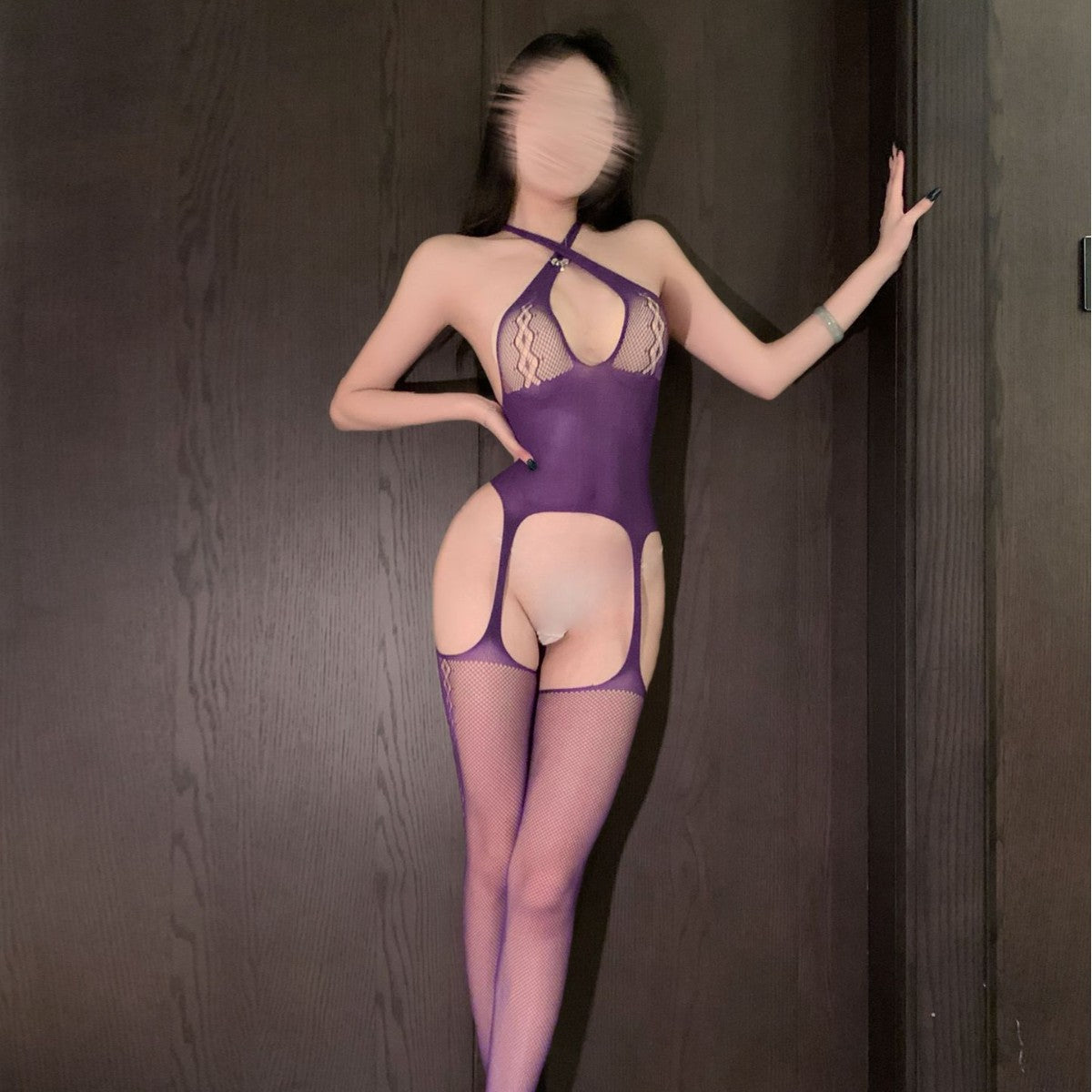 Sexy Lingerie Vintage Jacquard Mesh Bodysuit Slim Fit Temptation No-Need-Remove Lace See-Through Hollow Out M126