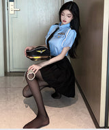 Sexy Lingerie Sexy Cop Blue Temptation Pleated Skirt Role Play Set 5634