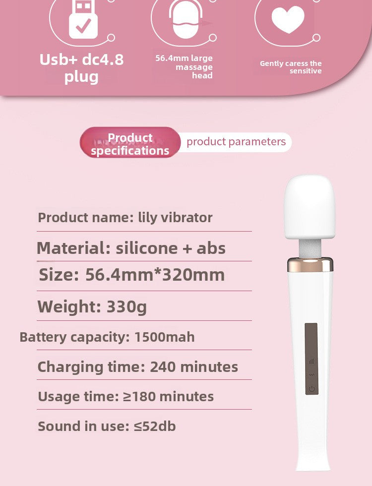 Lily Vibrator for Women Large AV Wand Multi-frequency Vibration G-spot Stimulation Masturbator Adult Sex Toys