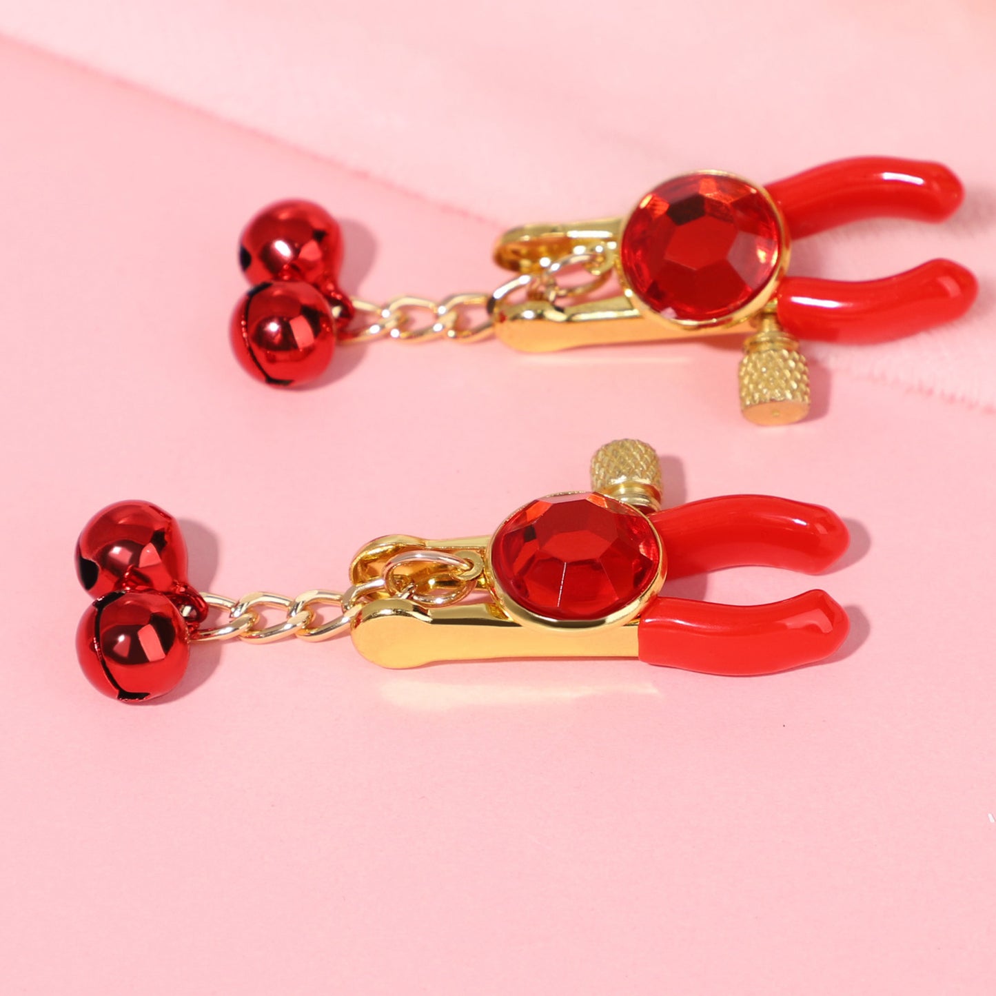 Sexy SM Props Gemstone Bell Nipple Clamps for Women Flirting Teasing Nipple Clips Tassel Chain Clips