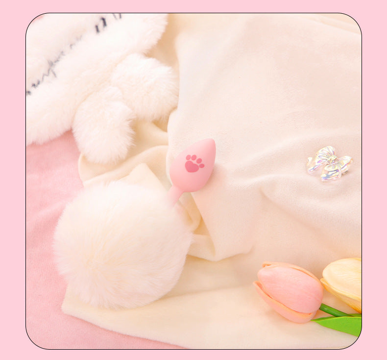 SM Sex Toys Fox Tail Anal Plug Cat Paw Silicone Anal Plug Pink Fur Ball Anal Plug Alternative Adult Products