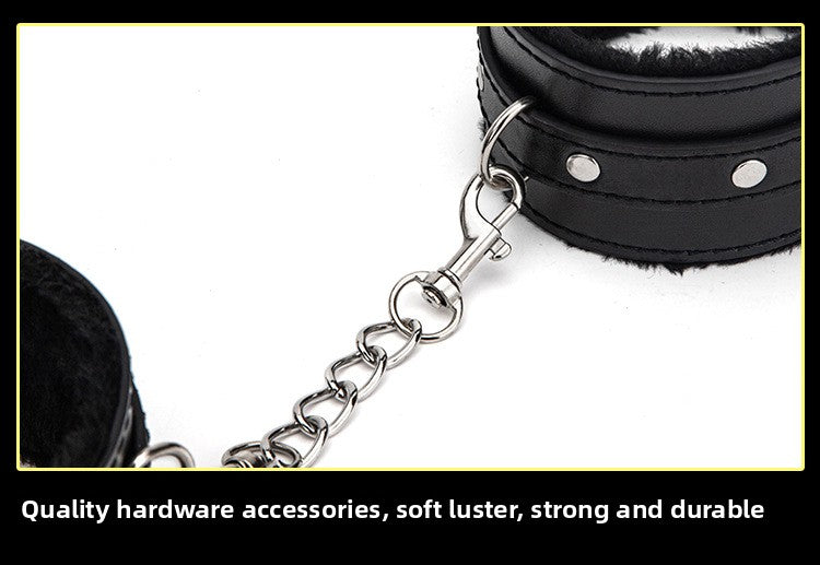 Sex Toys SM Props Back Binding Cross Buckle Plush 3-Piece Set SM Training Binding Handcuffs Footcuffs Adult