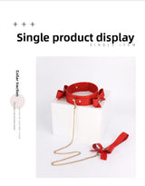 SM Props Set 5-Piece Set Bowknot Erotic Whip PVC Ball Gag Female Slave Leash Collar Restraint Handcuffs