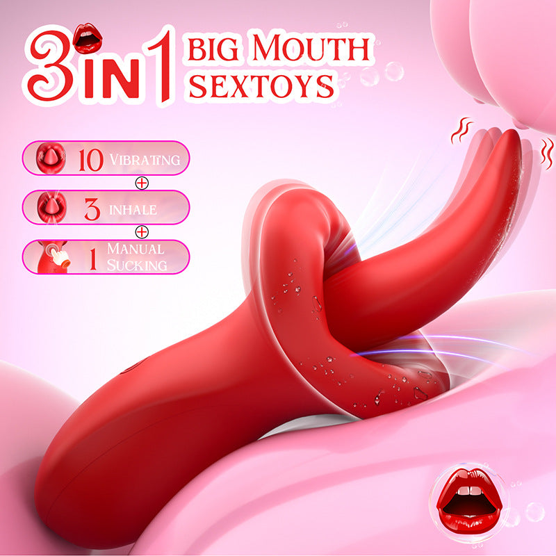 Cross-border New Product Female Masturbator Mouth Sucking Tongue Vibrator Adult Sex Toys Massage Device