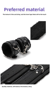 SM Props Sexy Plush Handcuffs Couple Binding Restraint Sex Toys Black Leather Handcuffs Alternative Adult Products