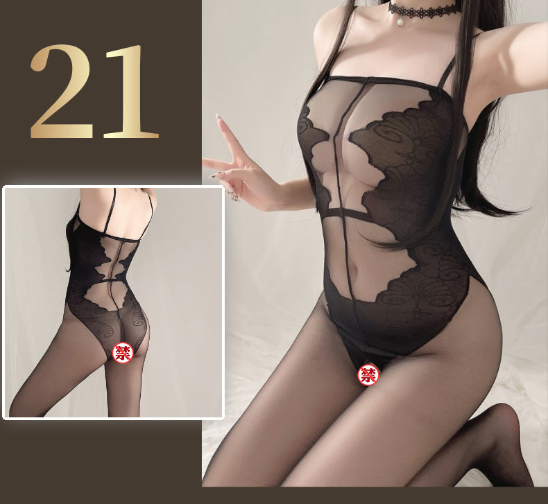 Sexy Lingerie Open Crotch Passion Set Transparent Temptation Sexy Stockings One-piece Fishnet Uniform