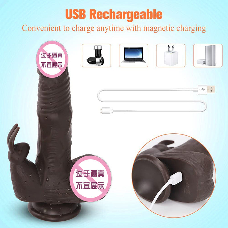Electric Fake Penis Realistic Dildo Telescopic Vibrating Liquid Silicone Female Masturbator Machine Adult Sex Toys