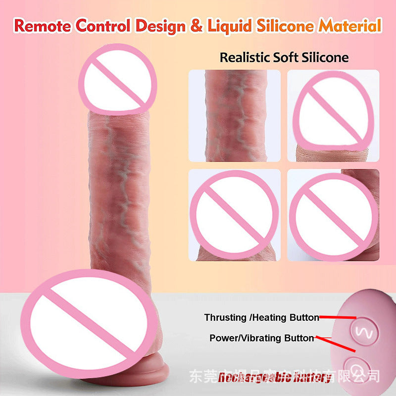 Liquid Silicone High Realistic Vibration Telescopic Heatable Simulation Dildos Female Masturbator Vibrator Couple Fun