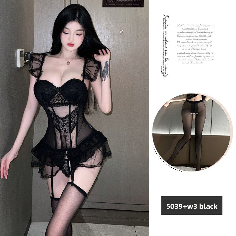 Sexy Lingerie with Underwire, Shaping Vest, Small Chest Enhancing, One-piece Passionate No-Remove Set for Women 5039