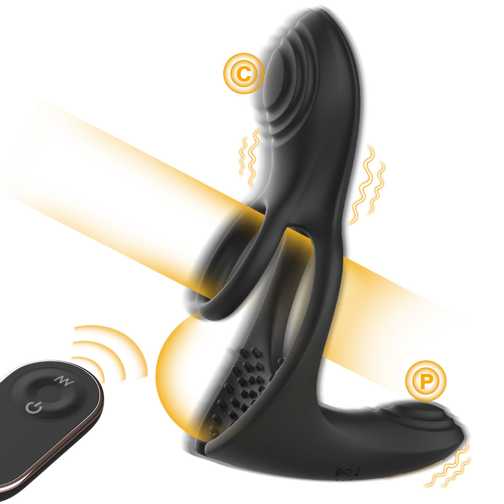 Double Ring Locking Semen Ring Vibration Wireless Remote Control Resonance Locking Semen Ring Perineum Unisex Orgasm
