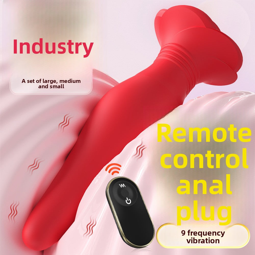 Remote Control Vibrating Anal Plug Outdoor Female Toy Three-Piece Set Adult Products Anal Sex Toys Back Court Anal Plug Supplies