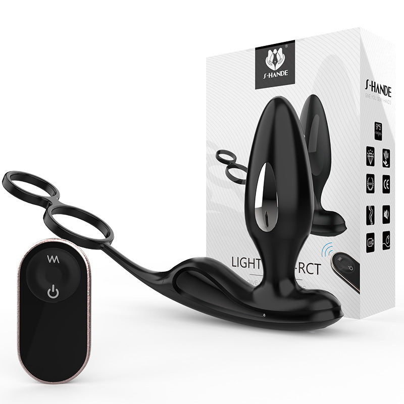 Male Prostate Massager Double Ring Semen Locking Ring Wireless Remote Control Current Back Court Supplies Vibrating Anal Plug