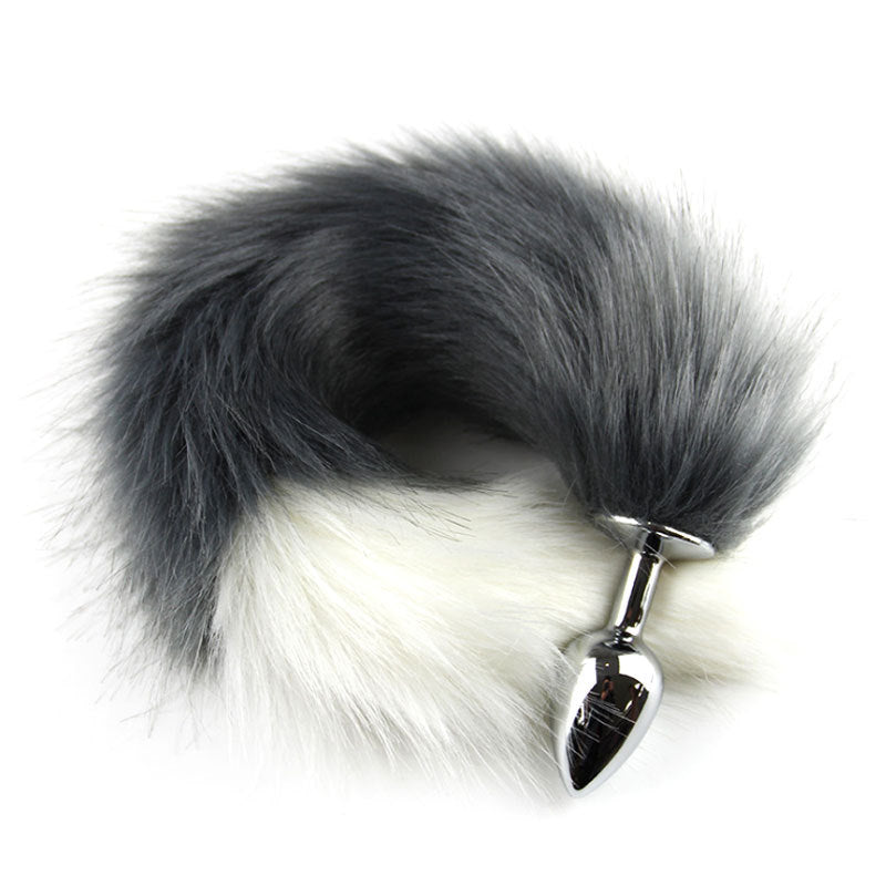 Color Block Fox Tail Anal Plug for Women Back Court Development Erotic Anal Plug SM Props Metal Anal Plug Adult Products