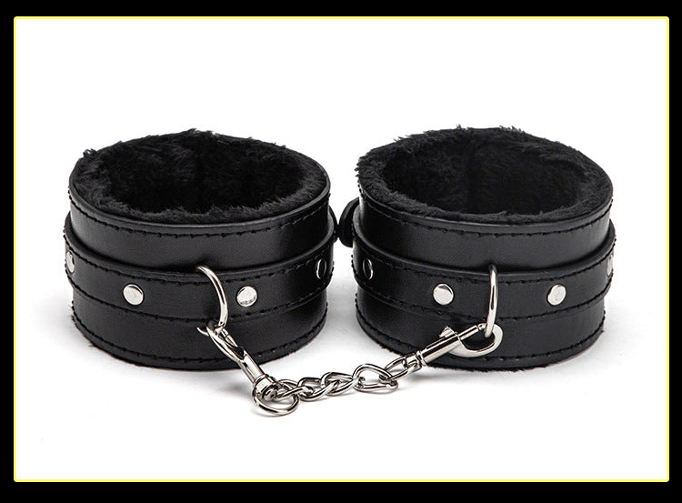 Sex Toys SM Props Back Binding Cross Buckle Plush 3-Piece Set SM Training Binding Handcuffs Footcuffs Adult