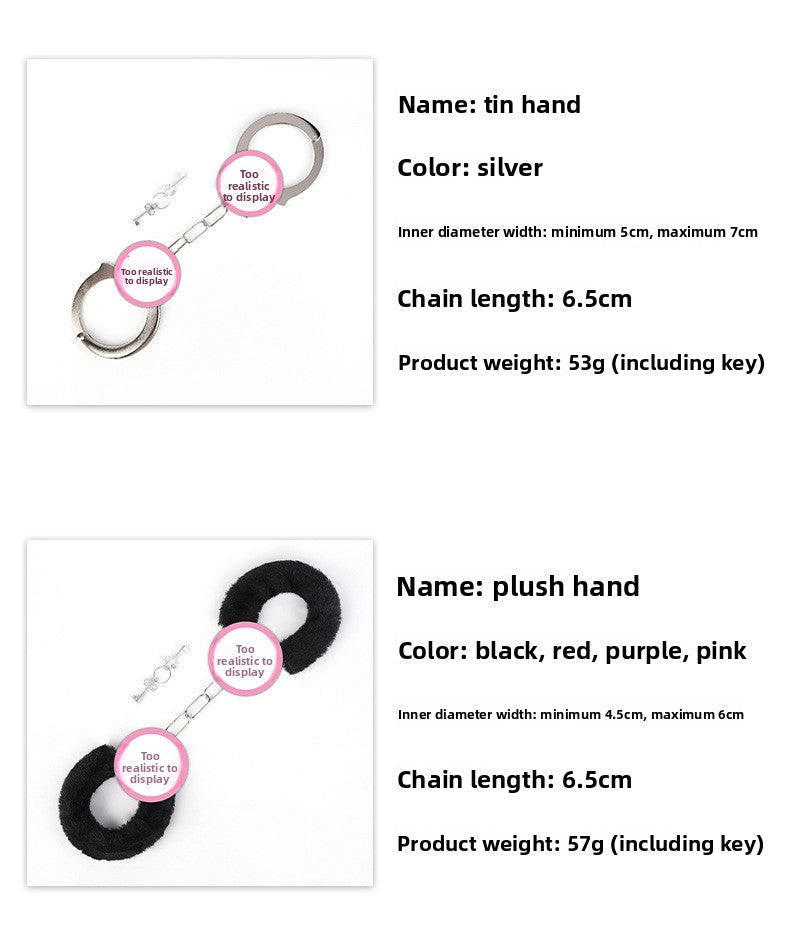 SM Props Couple Bondage Restraint Toys Erotic Handcuffs SM Torture Tools Plush Handcuffs with Keys Adult Products