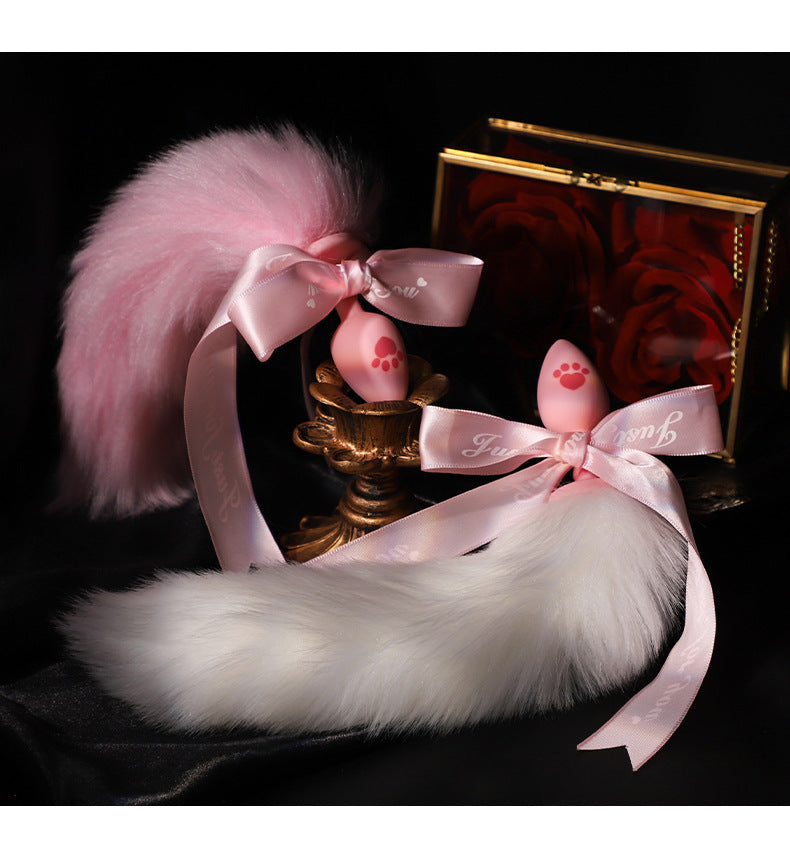 Sex Toys Props Anal Plug Silicone Cat Claw Bow Tail Back Court Props Female Toys Adult Products