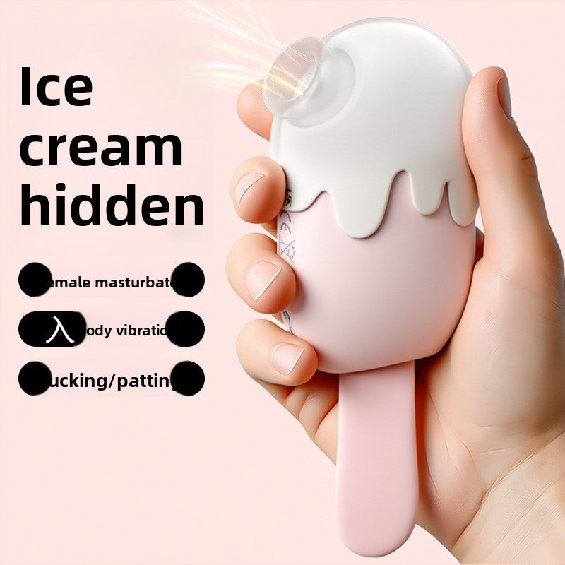 Ice Cream Stick Female Masturbator Cute Design Vibrating Suction Patting Multi-Functional Smooth Vibrator Insertion