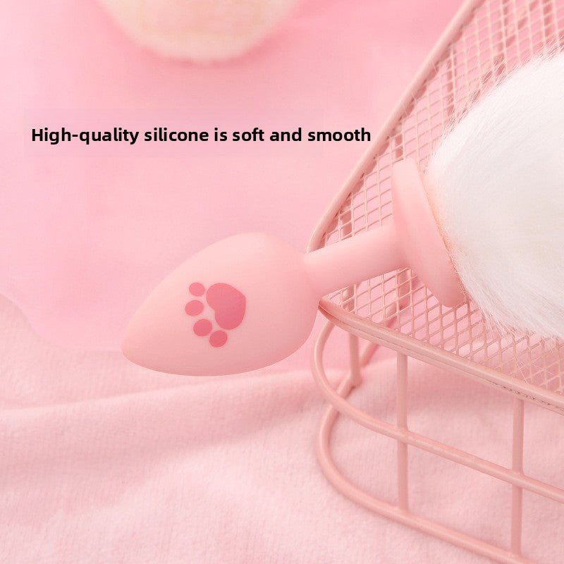 SM Sex Toys Fox Tail Anal Plug Cat Paw Silicone Anal Plug Pink Fur Ball Anal Plug Alternative Adult Products