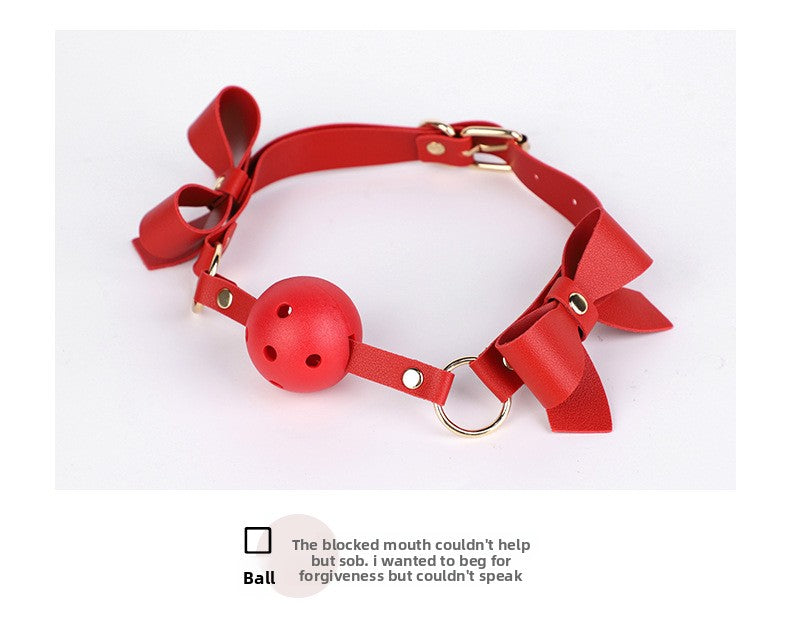 SM Props Set 5-Piece Set Bowknot Erotic Whip PVC Ball Gag Female Slave Leash Collar Restraint Handcuffs