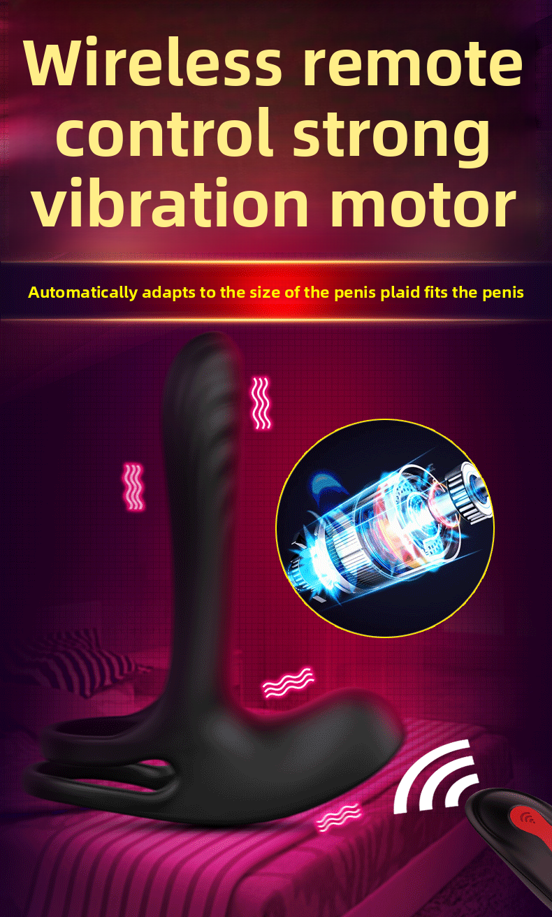 Locking Semen Ring Double Ring Three-Point Unisex Masturbator Silicone Insertable Vibrating Ring