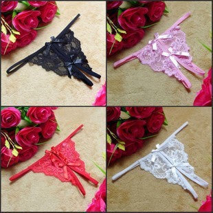Sexy Lingerie Temptation Lace Women's Sexy Panties Butterfly Open Crotch T-Pants Thong