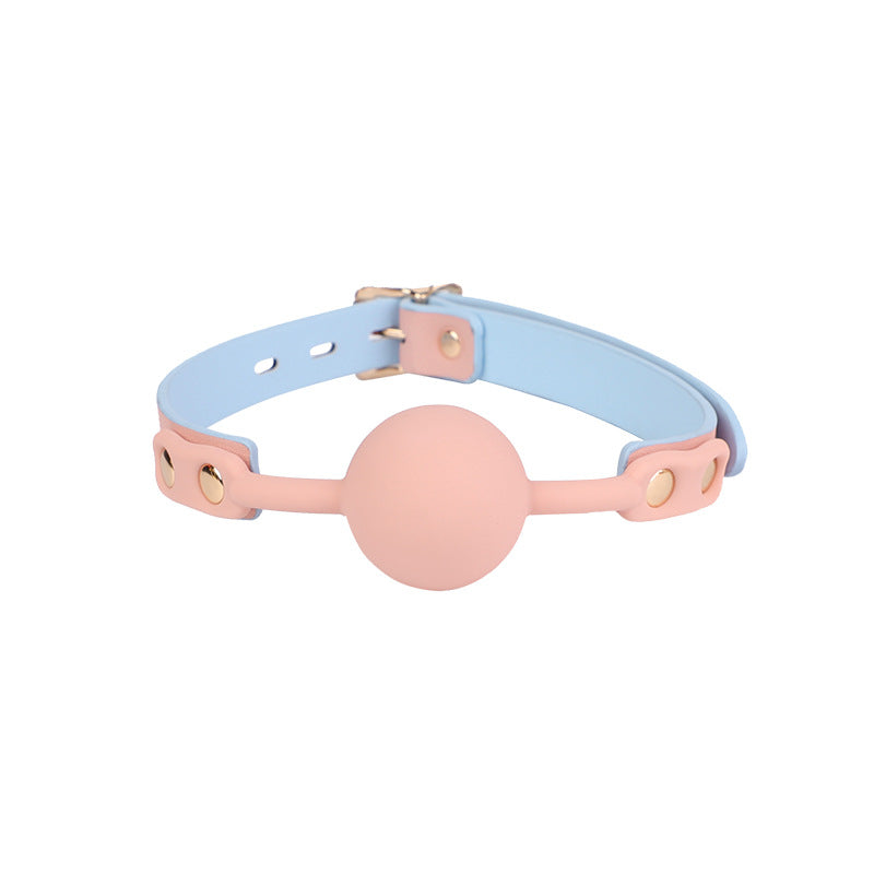 Sex Toys SM Props Macaron Genuine Leather Bondage Set Hand and Foot Cuffs Training Collar Mouth Gag Spanker Adult