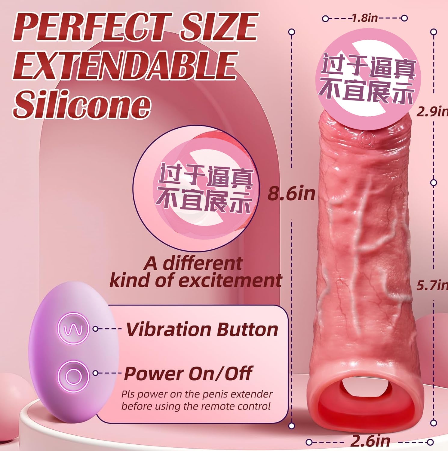 Tongue Licking Simulation Silicone Dildo Sleeve for Men, Electric Remote Control, Enlarged and Thickened Penis Sleeve, Adult Sex Toys